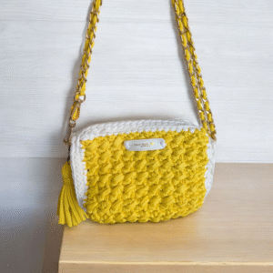 Home sac au crochet boheme modele Soléa jaune